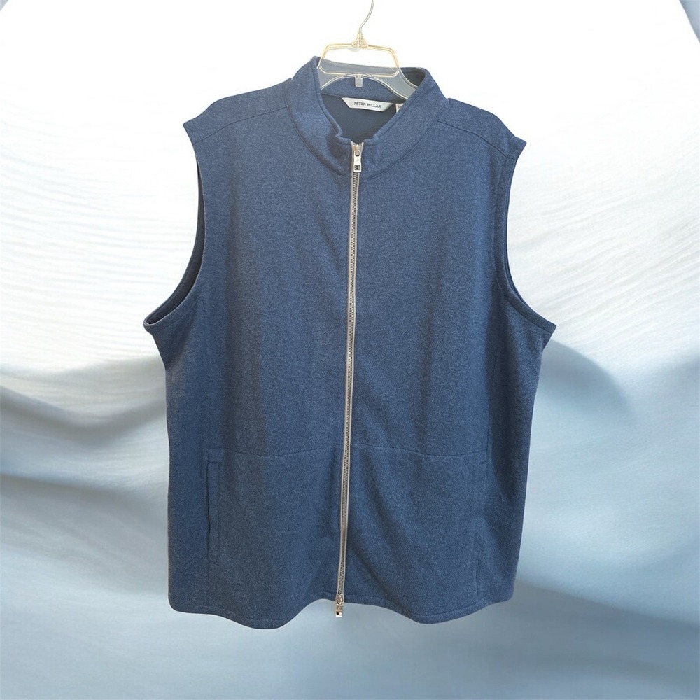Peter Milar Crown Sweater Full Zip Blue Fleece Vest
